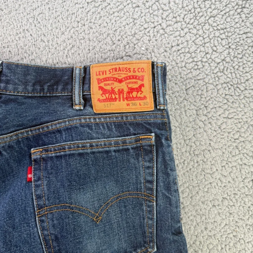Levi's 517 Bootcut Jeans Men 36x30 Blue Dark Wash Denim Slim Fit 0517-0217